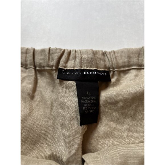 Grace Elements Beige 100% Linen Pants Wide Leg Size XL Beach Life High Waisted - Picture 3 of 5